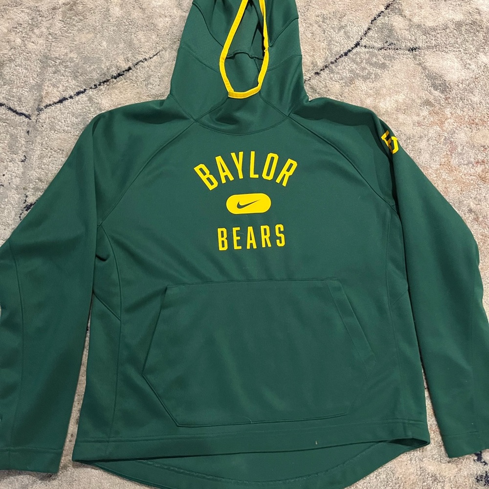 Baylor Bears Hoodie Mens Medium Green Nike Dri Fit Pullover NCAA